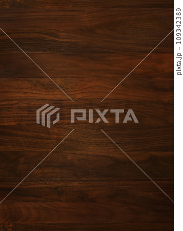 ウォールナットの焦茶色の木目の板材の表面の縦長の背景画像 ウォールナットの焦茶色の木目の板材の表面の縦長の背景画像 109342389