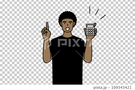 African man pointing with a calculator African man pointing with a calculator 109343421