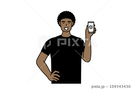 仕事でスマホを使うアフリカ系男性 109343430