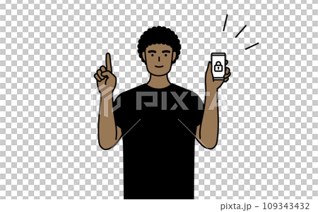 African man taking security measures for his smartphone 109343432