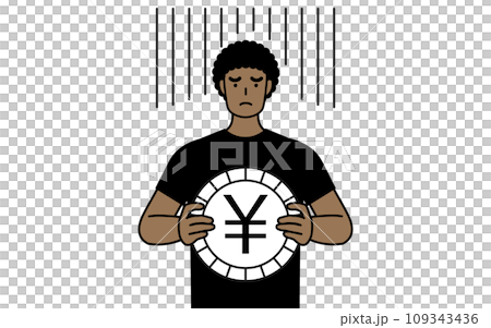 Image of foreign exchange losses and weak yen, African men Image of foreign exchange losses and weak yen, African men 109343436