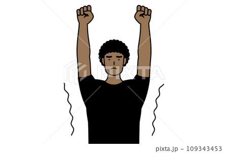 ストレッチで背伸びするアフリカ系男性 109343453