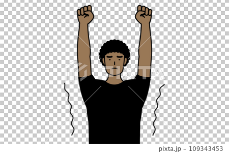 ストレッチで背伸びするアフリカ系男性 109343453