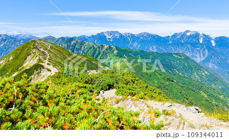 夏の爺ヶ岳登山(爺ヶ岳中峰から剱岳・立山方面の眺め) 夏の爺ヶ岳登山(爺ヶ岳中峰から剱岳・立山方面の眺め) 109344011
