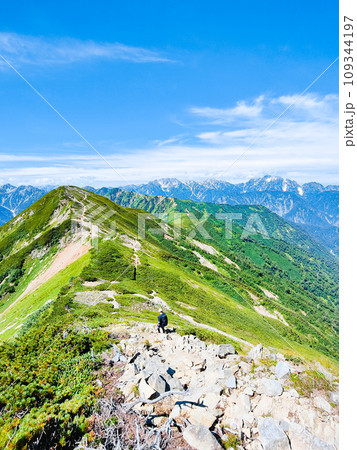 夏の爺ヶ岳登山(爺ヶ岳中峰から南峰・剱岳・立山方面の眺め) 夏の爺ヶ岳登山(爺ヶ岳中峰から南峰・剱岳・立山方面の眺め) 109344197