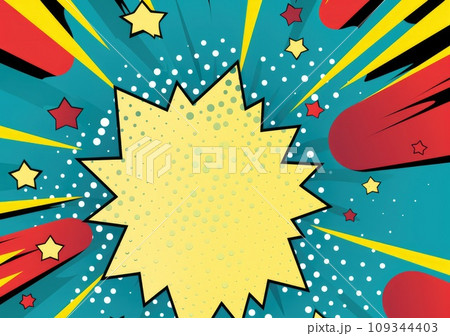 High quality comic book style background, halftone print texture. Pop art. 109344403