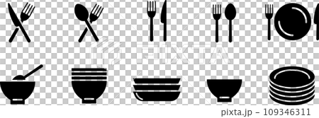 Set of silhouette cutlery icons 109346311