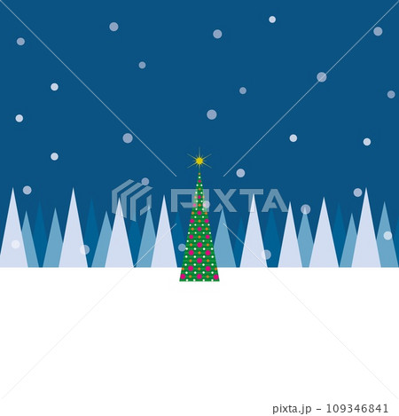 クリスマスツリー　雪風景　ホワイトスペース 109346841
