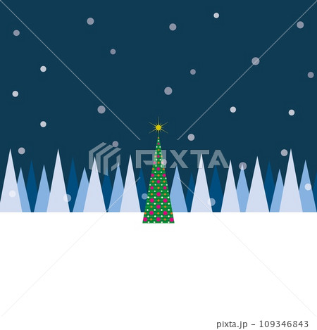 クリスマスツリー　雪風景　ホワイトスペース 109346843