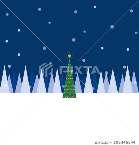 クリスマスツリー　雪風景　ホワイトスペース 109346844
