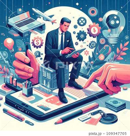 データを見るビジネスマンビジネス(AI画像) データを見るビジネスマンビジネス(AI画像) 109347705