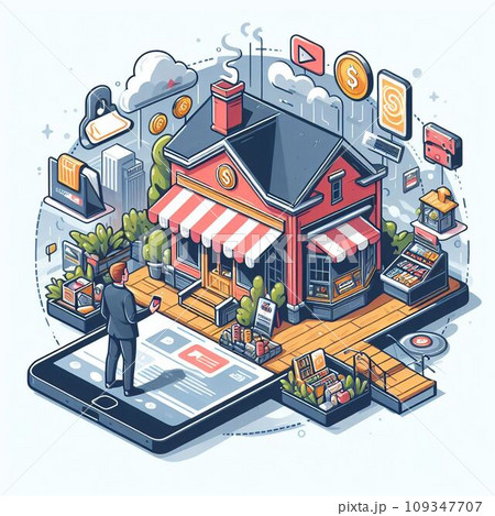 スマホで買い物をする人（AI画像） 109347707