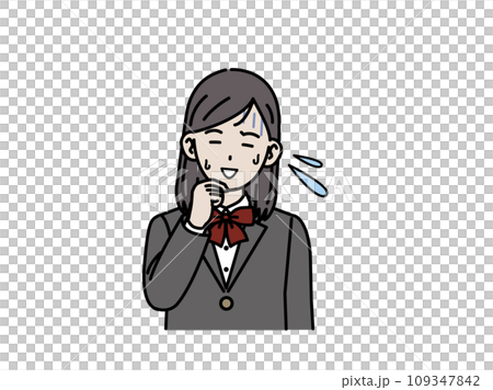 焦って動揺し困った表情をする中高生の女の子 109347842