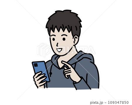 スマートフォンを使う中高生の男の子 109347850