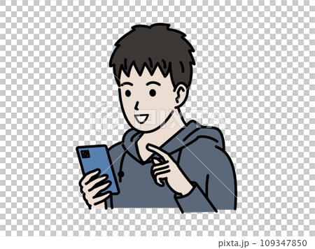 スマートフォンを使う中高生の男の子 109347850