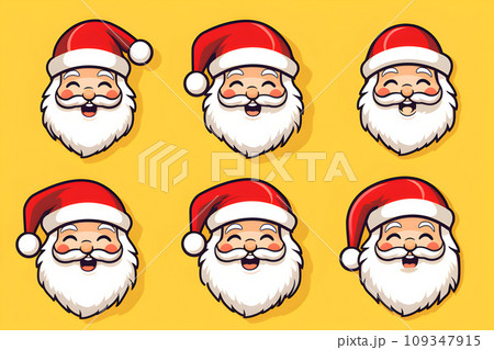 sticker set of santa claus.flat cartoon design.GenerativeAI. 109347915