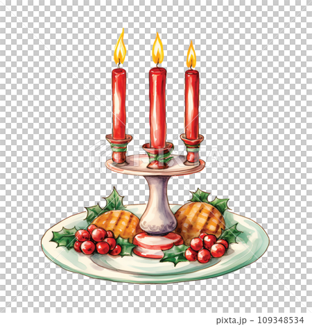 Festive Watercolor Glow: Candlestick Illuminating the Christmas Dinner Scene.GenerativeAI. Festive Watercolor Glow: Candlestick Illuminating the Christmas Dinner Scene.GenerativeAI. 109348534