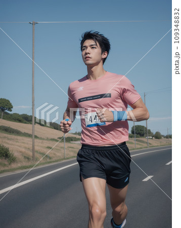健康とフィットネスの象徴、市民マラソンラン、スポーツ活動の美、マラソンイベント、AI生成画像 109348832