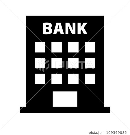 銀行オフィスビルのシルエットアイコン。金融業。ベクター。 109349086