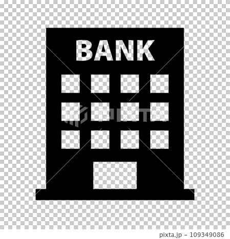 銀行オフィスビルのシルエットアイコン。金融業。ベクター。 109349086