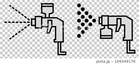 Illustration of an air spray gun that sprays paint for painting 109349176