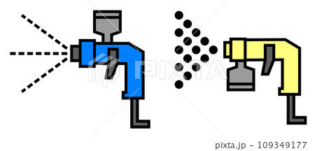 塗料を吹き付けて塗装をするエアスプレーガンのイラスト 109349177