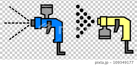 塗料を吹き付けて塗装をするエアスプレーガンのイラスト 109349177