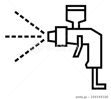塗料を吹き付けて塗装をするエアスプレーガンのイラスト 塗料を吹き付けて塗装をするエアスプレーガンのイラスト 109349180