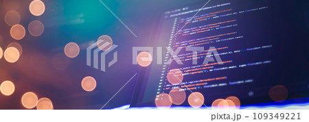 Technology background. Computer script....の写真素材 [109349221] - PIXTA