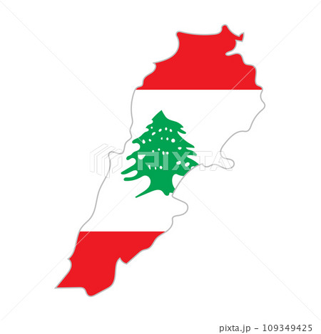 レバノン国旗の地図アイコン。ベクター。 レバノン国旗の地図アイコン。ベクター。 109349425