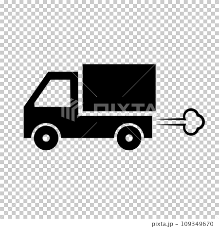 運転中のトラックのシルエットアイコン。ベクター。 109349670