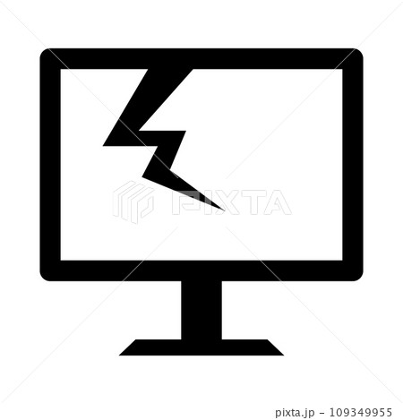 画面が割れているデスクトップPCのアイコン。ベクター。 109349955