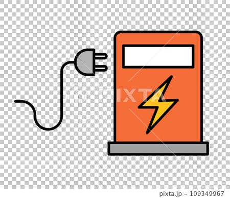 EV充電ステーションとコンセントのアイコン。ベクター。 EV充電ステーションとコンセントのアイコン。ベクター。 109349967