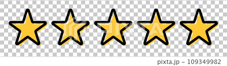 五つ星の評価アイコン。レビューの星。ベクター。 五つ星の評価アイコン。レビューの星。ベクター。 109349982