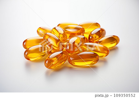 Fish oil capsules in amber hues radiate health and vitality 109350552