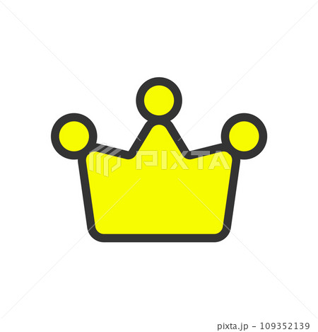 シンプルでおしゃれなビビッドな黄色の冠のアイコン - リーダー･ランキング1位のイメージ素材 109352139