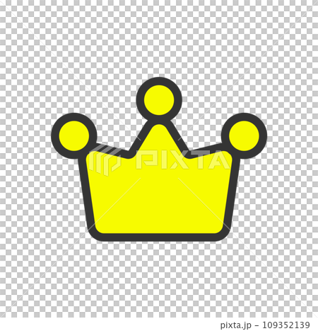 シンプルでおしゃれなビビッドな黄色の冠のアイコン - リーダー･ランキング1位のイメージ素材 109352139