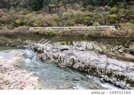 【高山本線】飛騨川沿いを走行する特急ひだ2号 109352168