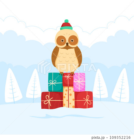 Christmas with Cute Owl, Merry Christmas Christmas with Cute Owl, Merry Christmas 109352216