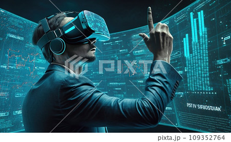 Trader using a virtual reality headset to...のイラスト素材 [109352764] - PIXTA