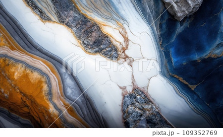 Colorful intricate marble with golden veins background. Stone background. Generative AI 109352769