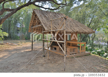 Feb 8 2015 making of bamboo house at the park 109353832