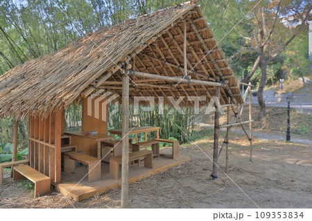 Feb 8 2015 making of bamboo house at the park 109353834