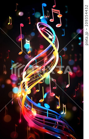 カラフルな音符(タテ)-2 カラフルな音符(タテ)-2 109354432