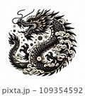 白黒　龍のイラスト（AI画像） 109354592