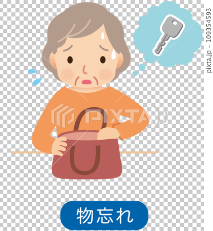 鍵を探すシニア女性　高齢者　介護　認知症 109354593