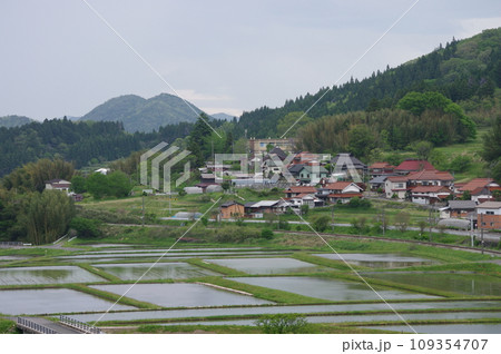 伯備線 上石見付近 水田風景 伯備線 上石見付近 水田風景 109354707