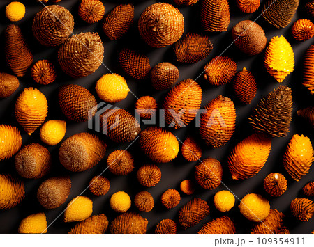 Colorful vintage fir cone on painted background. 109354911