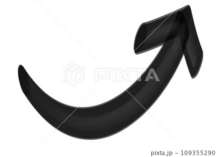 太いマジックで描いたような曲線矢印（黒） 109355290