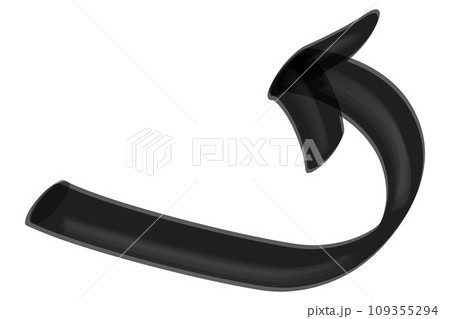 太いマジックで描いたような曲線矢印（黒） 109355294